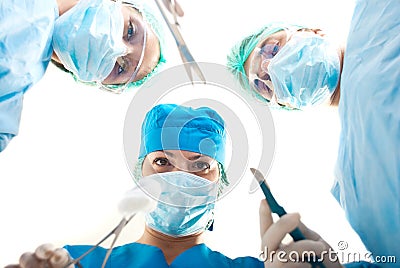 Bottom view of surgeons Stock Photo