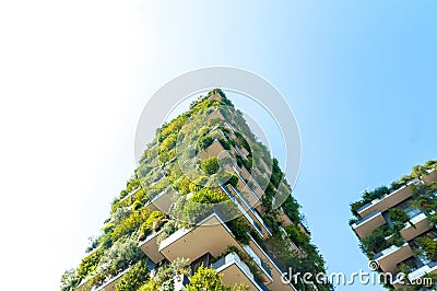 Bottom view of the Vertical Forest building in Milan, Italy Stock Photo