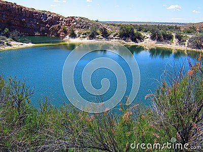 Bottomless Lakes ancient limestone reef. Stock Photo