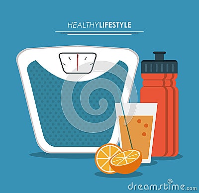 Botttle juice scale healthy lifestyle icon Vector Illustration