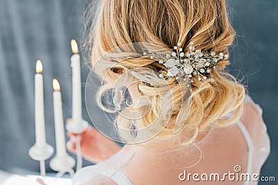 Boudoir bride`s morning Stock Photo