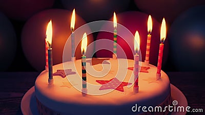 Bougies De Joyeux Anniversaire Sur Le Gateau Dans L Obscurite Clips Videos Video Du Gateau Dans