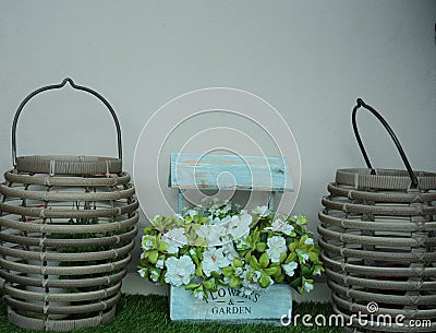 Bouguet of flowers in a vase on wooden table bouguet of flowers Stock Photo