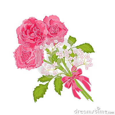 Bouguet of three roses Vector Illustration