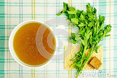 Bouillon, broth, clear soup Stock Photo