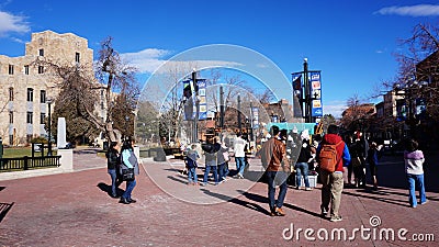 BOULDER, COLORADO, JANUARY 27, 2014: Visitors visit the downtown Editorial Stock Photo