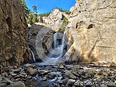 Boulder Falls on Boulder Creek panorama Stock Photo