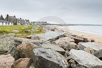 Beach and seafront houses in Aberdeen, Scotland Stock Photo