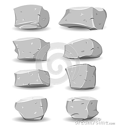 Boulders And Rocks Set Vector Illustration