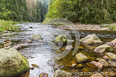 Boulders in the stream near Srni in the Sumava mountains Stock Photo