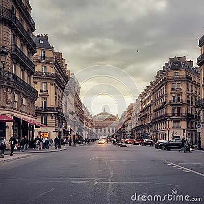 Boulevard haussman, the opera district of Paris, France Editorial Stock Photo