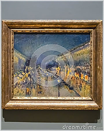 Boulevard Montparnasse at night by Camille Pissarro at London National Gallery Editorial Stock Photo