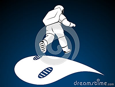 Bouncing astronaut over surface of planet Vector Illustration