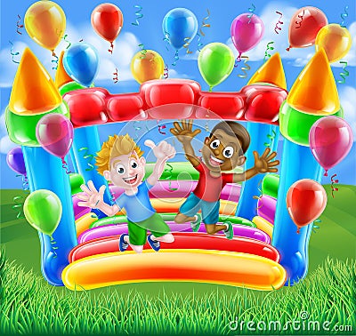 Bouncy Castle Fun Vector Illustration