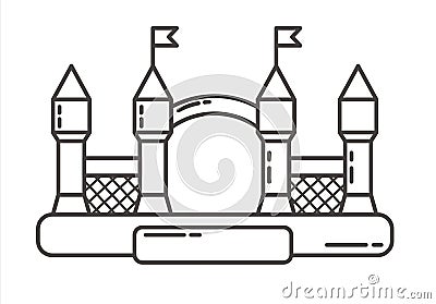 Bouncy castle outline icon. Jumping house on kids playground. Vector Vector Illustration