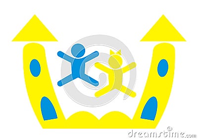 Bouncy castle, playground, color silhouette, eps. Vector Illustration