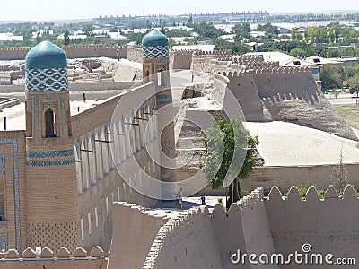 Boundaries of the city museum of Khiva in Uzbekistan. Editorial Stock Photo