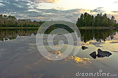 Boundary Waters reflection. Stock Photo