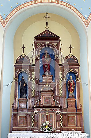 Bounded Jesus altar in Church of Saint Martin in Scitarjevo, Croatia Editorial Stock Photo