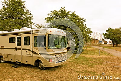 A bounder backed into a campsite Editorial Stock Photo