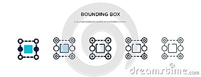 Bounding box icon in different style vector illustration. two colored and black bounding box vector icons designed in filled, Vector Illustration
