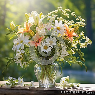 bountiful bouquet showcasing a harmonious blend of various spring blooms Stock Photo