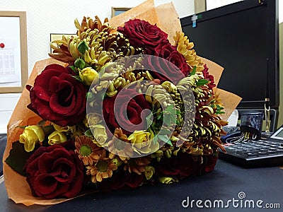 Bouqette of flowers with roses Stock Photo