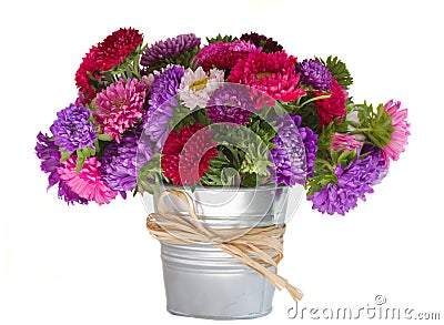 Bouquet of aster flowers in vase Stock Photo