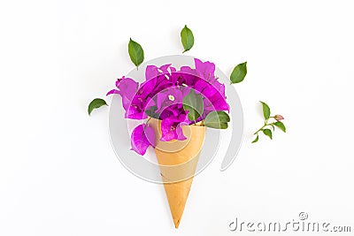 Bouquet of bougainvillea paper flower on white background Stock Photo