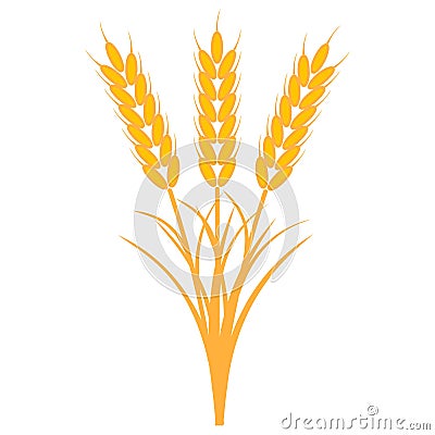 Bouquet bunch of ears of wheat with the stems and leaves of ripe yellow color, vector the concept of the harvest of crops Vector Illustration