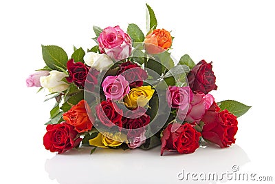 Bouquet of colorful roses Stock Photo