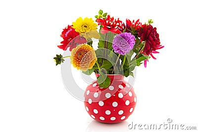 Bouquet Dahlias in vase Stock Photo