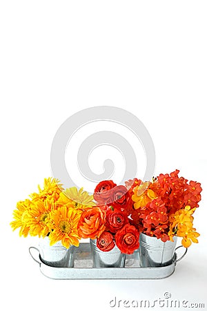 Bouquet of different flower isolated on white Stock Photo