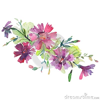 Bouquet floral botanical flowers. Watercolor background set. Isolated bouquets illustration element. Cartoon Illustration