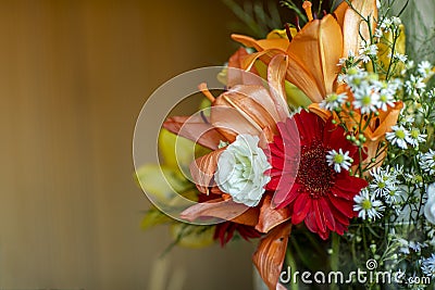 Bouquet of flowers. Bunch of flowers. Multi colored floral background. Stock Photo