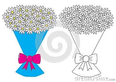 Bouquet of flowers. Coloring book, leisure activity for children Vector Illustration