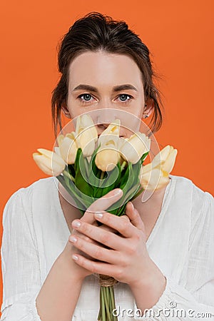 bouquet of flowers, everyday fashion, young Stock Photo