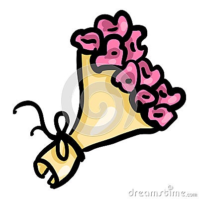 Bouquet of Flowers Hand Drawn Doodle Icon Vector Illustration