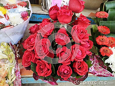 Bouquet Of Flowers in the market for sell Stock Photo