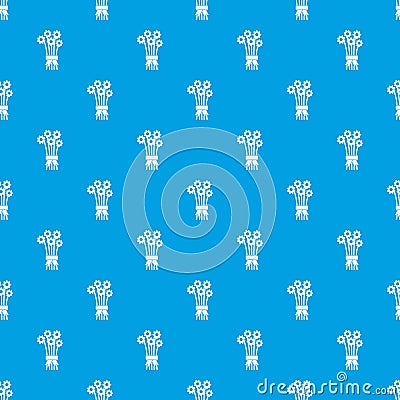 Bouquet of flowers pattern seamless blue Vector Illustration