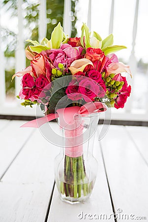 Bouquet of flowers in vase Stock Photo