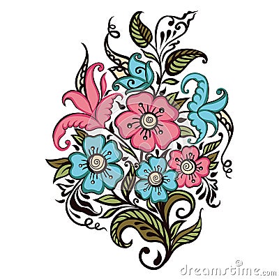 Bouquet of flowers on a white background Vector Illustration