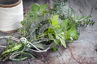 Bouquet Garni Fresh Herbs Stock Photo