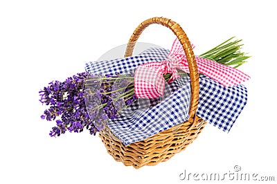 Bouquet Lavender in basket Stock Photo