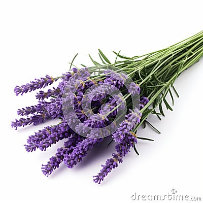 Close-up Lavender Flowers On White Background Stock Photo