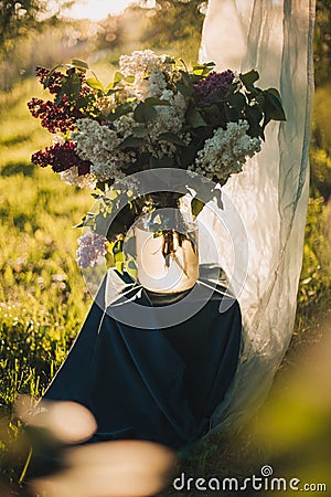 bouquet lilac nature tree green leaf Stock Photo