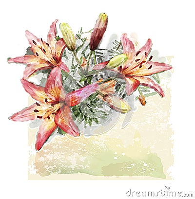 bouquet of lilies Vector Illustration