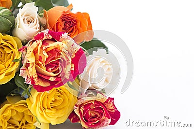 Bouquet of Multicolored Roses with Copy Space Stock Photo