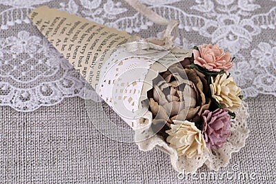 Bouquet of paper flowers, scrapbooking Stock Photo