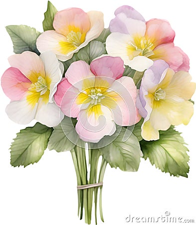 A bouquet of Primrose flowers. AI-Generated. Stock Photo